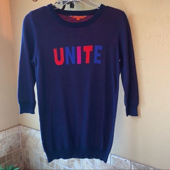 Modcloth Unite Graphic Pullover Navy Sweater S - Picture 2 of 3